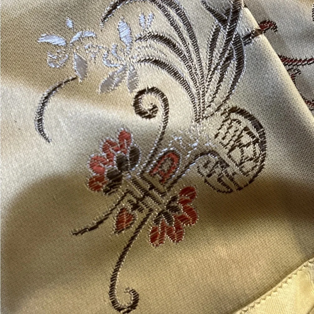 Peony Chinese / Asian Gold Tang Suit Top Jacket Embroidered Flowers 34 - Picture 9 of 11